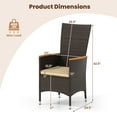 thumbnail image 3 of Gymax Patio Rattan Chairs 4 PCS w/High Backrest & Acacia Wood Armrests Cushion Mix Brown, 3 of 8