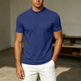 thumbnail image 6 of TKKCS Mens Mock Neck Short Sleeve T-Shirt- Stretch Lightweight Slim Fit Summer Casual Daily Wear Basic Tee Navy Size M, 6 of 7