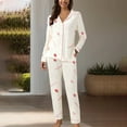 thumbnail image 2 of MEICHEN Pajamas for Women Set Women Casual Lapel Button Print Two Piece Long Sleeve Pajamas Pajamas Suit Women's Sleepwear, 2 of 4