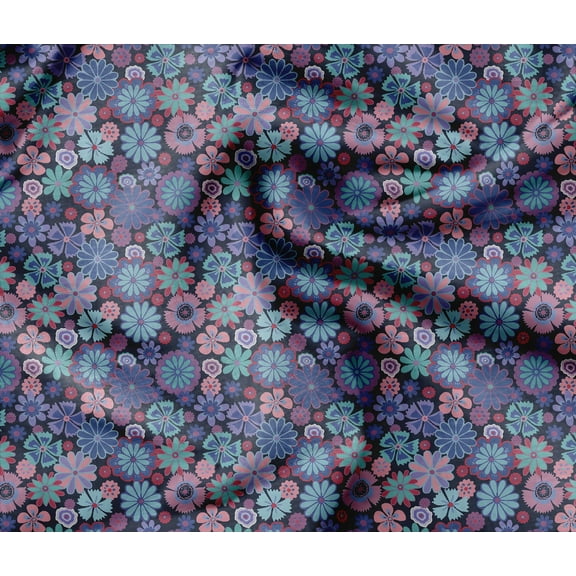 Soimoi Heavyweight Cotton Canvas Fabric Material- 56 Inch Wide, Blue- Floral Print, Ideal For Making Durable Tote Bags, Backpacks, Upholstery, Cushions, Tents, Furniture Covers, 1 Yard