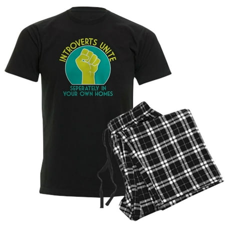 CafePress - Introverts Unite Men's Dark Pajamas - Men's Dark Loose Fit Cotton Pajama Set