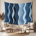 thumbnail image 2 of Abstract Blue Moire Large Tapestry for Bedroom Wall Hanging Tapestry,Gradient Coastal Ocean Geometric Waves Ceiling Backdrop Tapestries Poster Blanket Wall Decor for Teens Room Living Room 86" x 104", 2 of 8