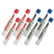 Pentel Lead Refills 0.7mm RED (4 Tubes PPR-7)   Blue (4 Tubes PPB-7), 12 Leads per Tube