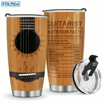 Foloda 1pc Guitar Tumbler 20oz Guitarist Cup Stainless Steel Insulated Tumblers Guitar Design Coffee Travel Mug Gift for Guitar Lovers Gifts for Birthday Christmas Present For Friends