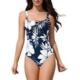thumbnail image 6 of Jamicy Womens One Piece Swimsuits Tummy Control Square Neck Sporty Ruched Slimming Monokini High Cut Women's Bathing Suit, 6 of 9