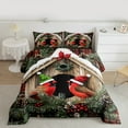 thumbnail image 2 of Manfei Xmas Cardinal Bird Queen Comforter Set, Merry Christmas Bedding Sets, Pinecone Leaves Bedding Comforter Set, Luxury Bedroom Decor, Reversible 3 Pieces, 2 of 8
