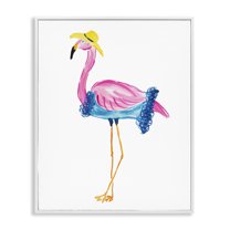 Stupell Industries Glamorous Beach Flamingo Animals & Insects Painting White Framed Art Print Wall Art, 24 x 30