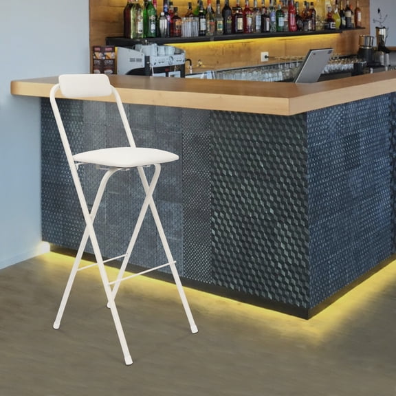 White Foldable Bar Chair, Tall Folding Chair, Folding Stool, Dining Rooms Chair