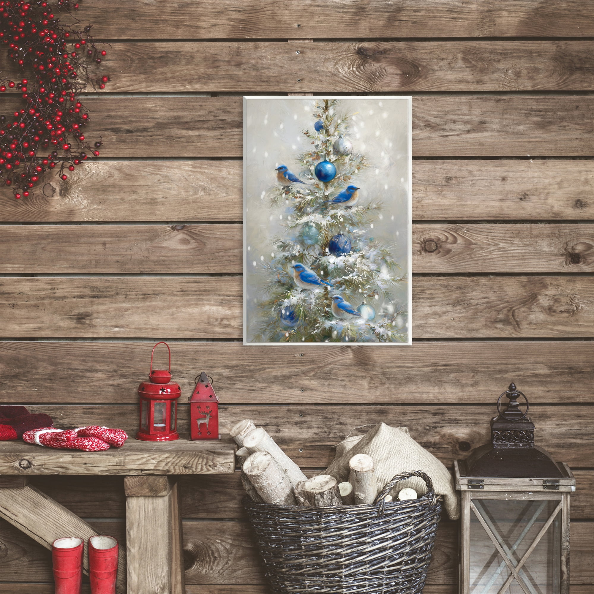 Stupell Industries Blue Bird Christmas Tree Wall Plaque Art, design by Tina LeCour