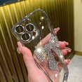 thumbnail image 4 of for iPhone 12 Pro Max Case Bow Glitter Rhinestone Bling Plating Luxury Women Girl Phone Case,Shine Diamond Case for iPhone 12 Pro Max Protective Cover,Clear Gradient Silver, 4 of 9