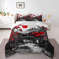 Castle Fairy Adults Oriental Cherry Blossom Twin Comforter Sets,Japanese Style Bedding Set