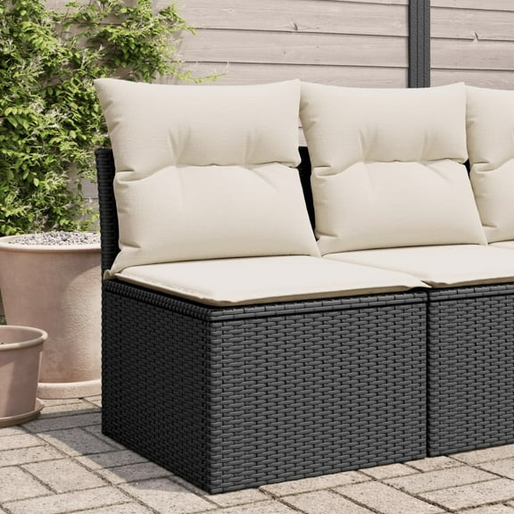 vidaXL Garden Sofa Black PE rattan Small UV-resistant materials