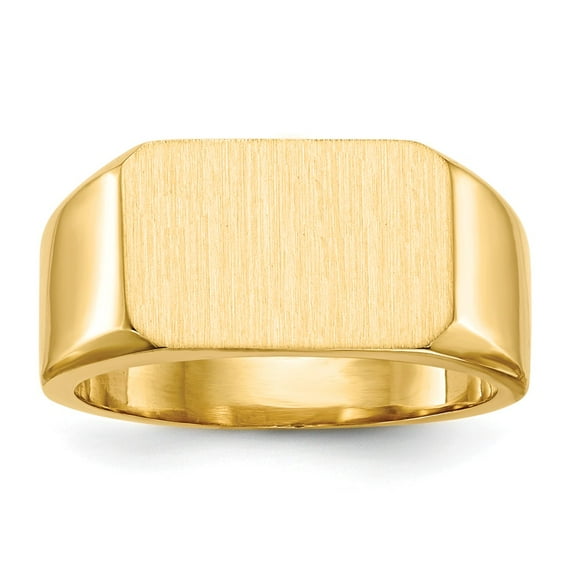 14K Yellow Gold Ring Band Signet 10.0x15.0mm Closed Back Men's