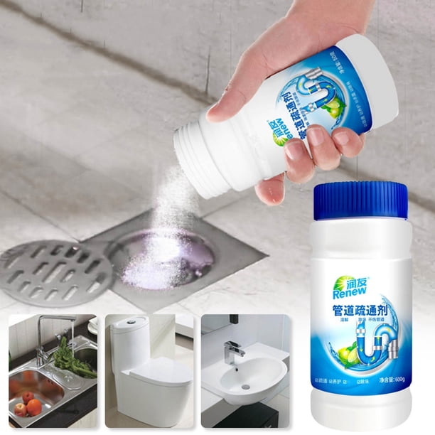 Potente limpiador de dragado de tuberías en polvo | Bombas de fregadero de espuma rápida para cocina, inodoro, bañera y ducha | Elimina obstrucciones, manchas, olores | Fórmula enzimática | Fácil de