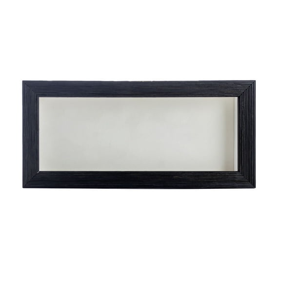 14x22 Distressed Black Shadowbox Frame - Interior Size 14x22 with 1" Usable Depth - White Acid-Free Suede Backing