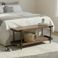 thumbnail image 4 of Kyra 42 in. L Oak and Metal Entryway Bench with Lower Shelf - Rustic Industrial Style, Solid Wood Top, Metal Legs, Ideal for Dining Area, Living Room, Mudroom, 4 of 7