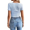thumbnail image 2 of Womens Square Neck Colorblock Ruched T-Shirt Short Sleeve Summer Blouse For Women, 2 of 5