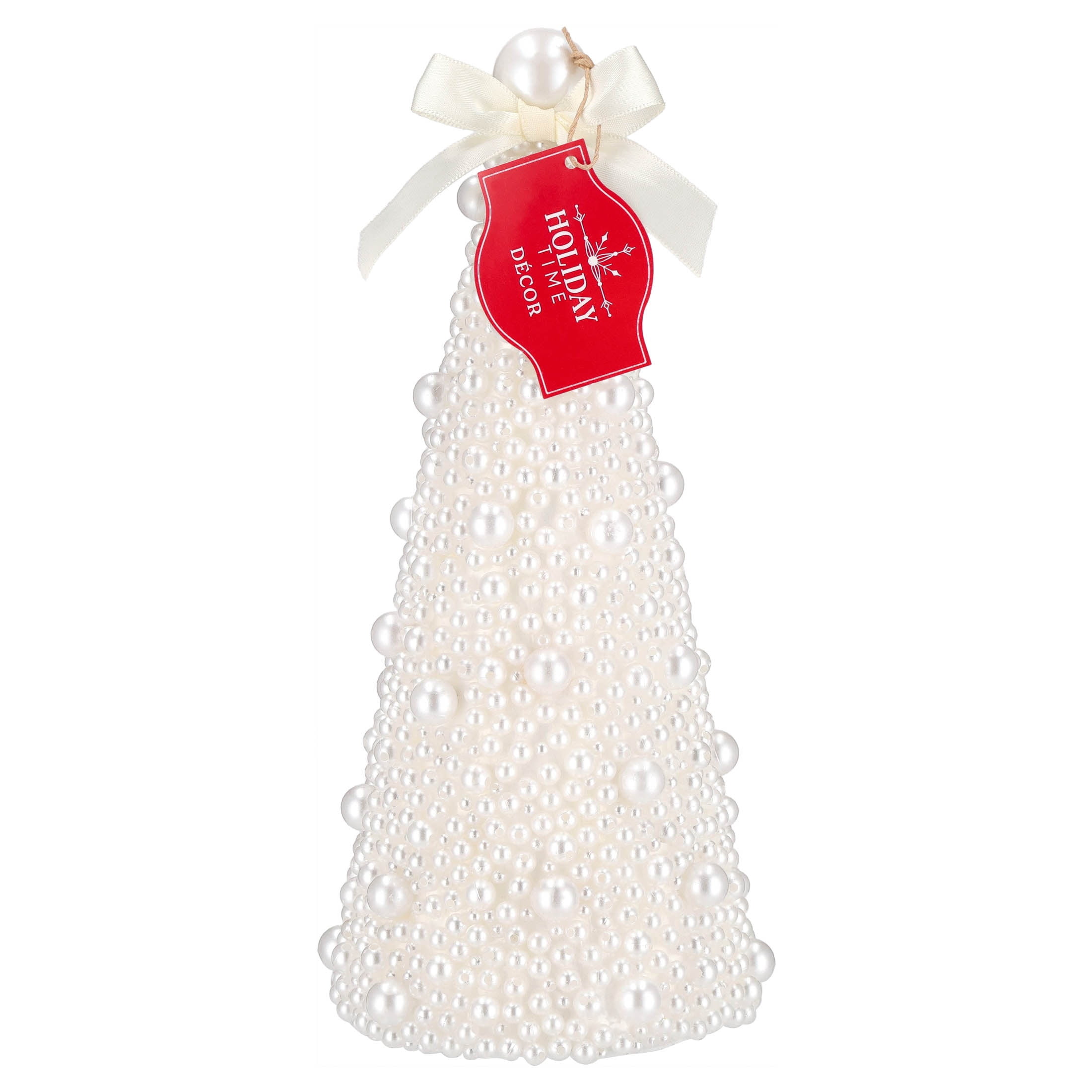 Beaded Tree Christmas Decoration, Cream, 10", by Holiday Time