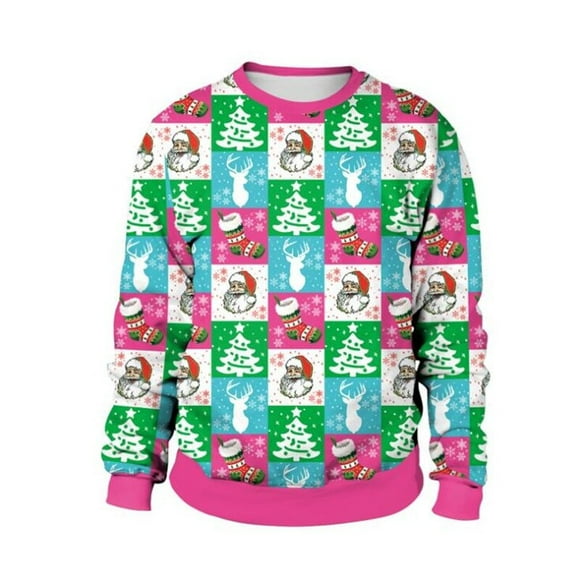 Men Women Alpaca Reindeer Snowflakes Ugly Christmas Sweater Xmas Jumper Tops 3D Novelty Print Holiday Party Crewneck Sweatshirt