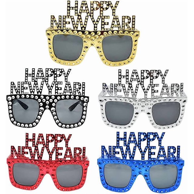 UBIUO 5 Pairs 2023 Happy New Year Eyeglasses Funny New Year Party Glasses New Years Eve Party Supplies Photo Booth Props 2023