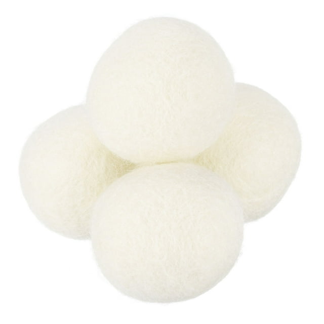 Uxcell 4 Paquetes de Pelotas de Secadora, Pelotas de Secadora de Lana de 1.6 Pulgadas para Ropa, Blancas