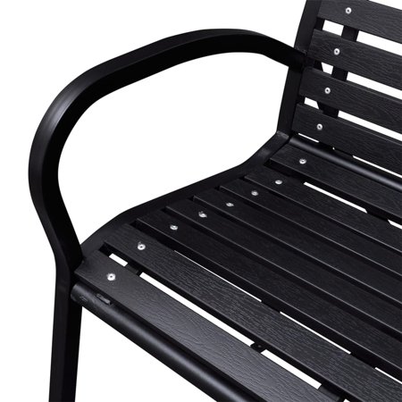 vidaXL ガーデンベンチ 116 cm スチール WPC ブラック家具 アウトドア家具 屋外椅子 アウトドアベンチ 代引不可