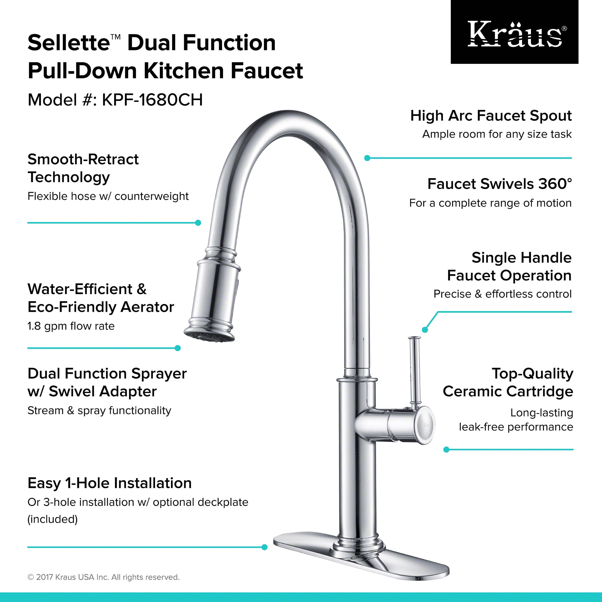 Kraus Sellette Single Handle Pull Down Kitchen Faucet With Dual