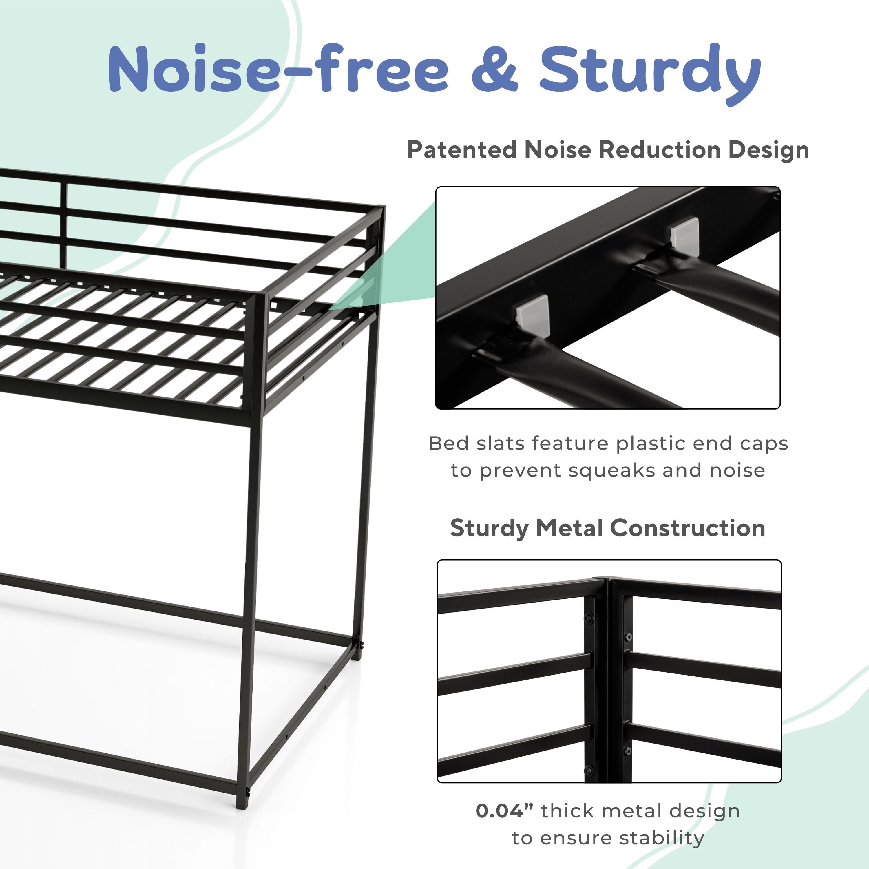 Furniture of America Veric Kids Twin over Twin Low Profile Bunk Bed, Black