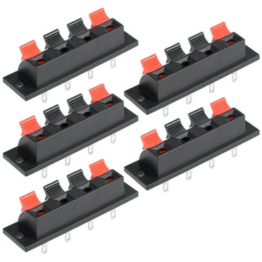 5pcs 4 Way Push Release Connector Speaker Terminal Strip Block