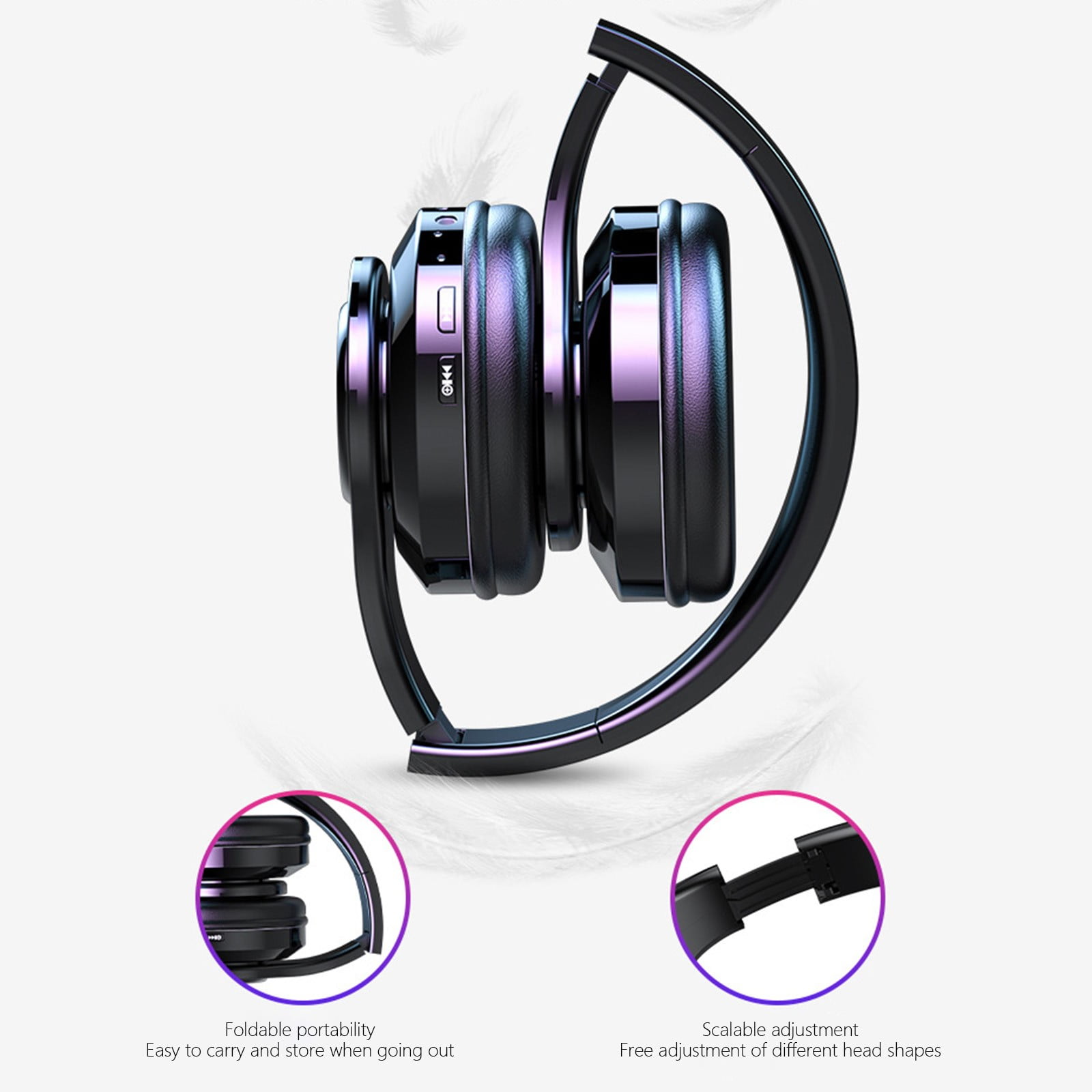 Weloille Bluetooth Headset, Trucker Bluetooth Headset with Noise Canceling Microphone, Wireless on-Ear Headset for Computer Cell Phone Trucker Home Office Work