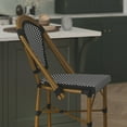 thumbnail image 6 of Flash Furniture Bordeaux Set of 2 Stackable Indoor/Outdoor Bistro 26" High Counter Height Stools, Commercial Grade, Black/White and Bamboo Finish, 6 of 13