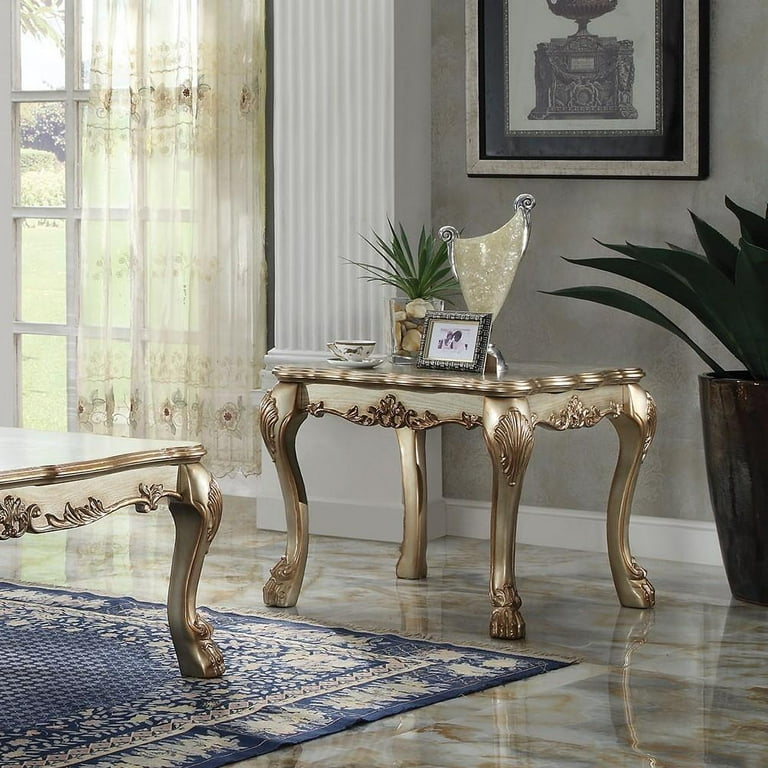 Acme Furniture 52090 Dresden Bone Velvet Gold Patina Sofa