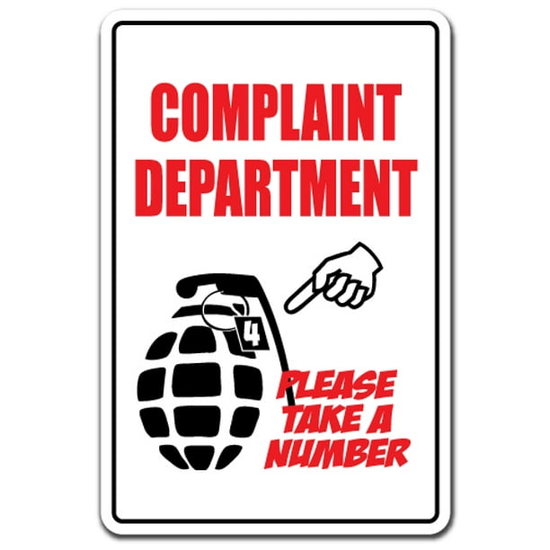 COMPLAINT DEPARTMENT TAKE A NUMBER Decal business customer service