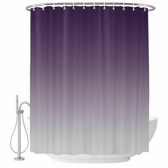 Purple and Grey Ombre Fabric Shower Curtain Gradient Color Washable Shower Curtains for Bathroom, Waterproof Bath Curtain with Hooks Home Decor 72x84in