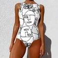 thumbnail image 2 of AOOCHASLIY Clearance 2022 Popular Women Graffiti Abstract Print Wide Straps High Neck Backless Swimwear One Piece, 2 of 7