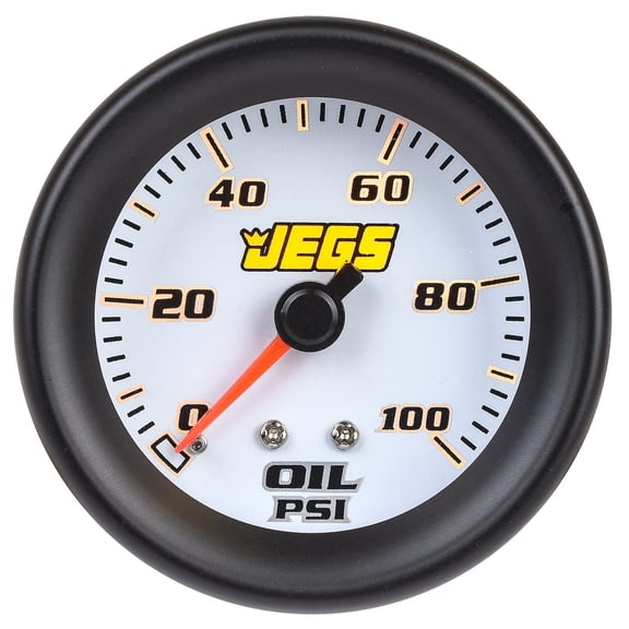 JEGS Oil Pressure Gauge [2 1/16 in. Mechanical, 0-100PSI with White Face]