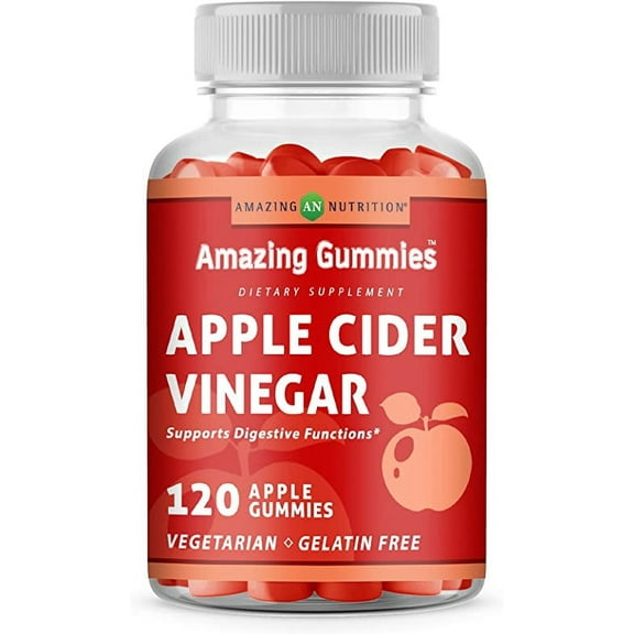 Amazing Formulas Apple Cider Vinegar (Apple Flavor) Gummies Supplement - 120 Count - Gelatin Free (120 Gummies)
