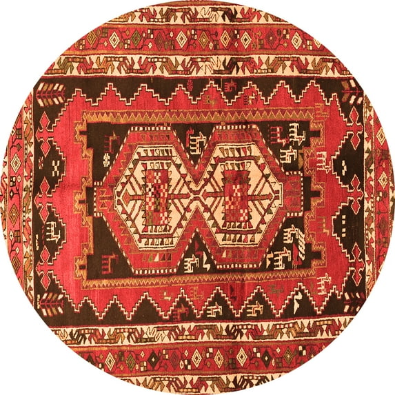 Ahgly Company Indoor Round Southwestern Orange Country Area Rugs, 8' Round