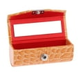 thumbnail image 2 of Cosmetic Lipstick Case Holder with Mirror - Small Organizer Bag for Purse - PU Leather - Orange, as described, 2 of 7