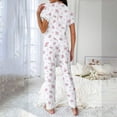 thumbnail image 5 of Erwazi Women's Floral Print Pajama Set Lace Trim Short Sleeve Button Down Top Long Pants 2 Piece Loungewear Sets, 5 of 7
