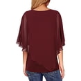 thumbnail image 2 of SAYOO Blusas de gasa fluidas para mujer, blusas de cuello redondo sueltas de color sólido informales de doble capa SAYOO Moda, 2 of 4