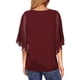thumbnail image 2 of Sunloudy Blusas de gasa fluidas para mujer, blusas de cuello redondo sueltas de color sólido informales de doble capa Sunloudy moda, 2 of 5