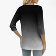thumbnail image 5 of ZUKMRJPC Women's Casual 3/4 Sleeve T Shirts Gradient Color Button V Neck Tunic Shirts Loose Fit Comfortable Cotton Basic Tee Tops, 5 of 9