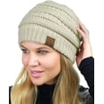 thumbnail image 2 of CC Unisex Chunky Soft Stretch Cable Knit Warm Fuzzy Lined Skully Beanie MFZFUKR WMZL-73-1, 2 of 4