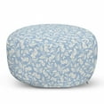 thumbnail image 1 of Ivory and Blue Pouf, Illustration of Spring Flowers Foliage Flourishing Nature Design, Decorative Soft Foot Rest with Removable Cover Living Room and Bedroom, Pale Blue and Ivory, by Ambesonne, 1 of 3