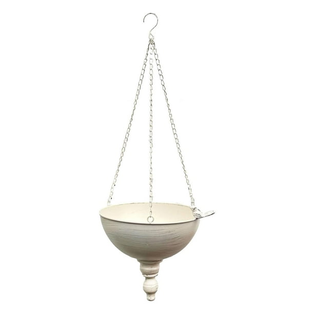 Maceta colgante de hierro vintage, maceta rústica, manualidades, maceta de pared para jardín. Blanco