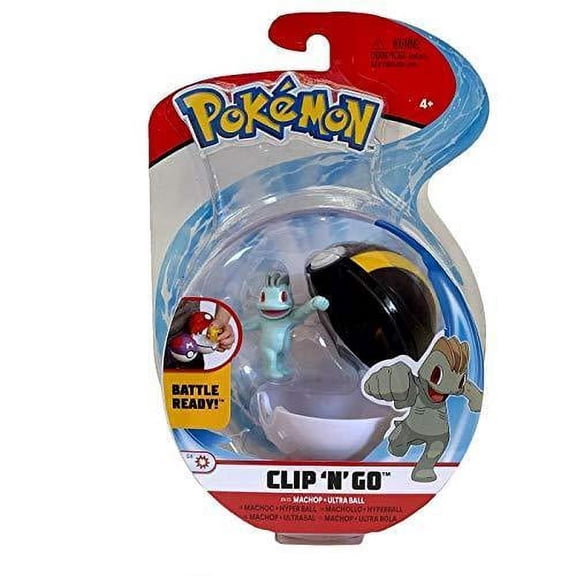 Pokemon Clip N Go Machop and Premier Ball - Includes 2 inch Battle Figure and Premier Ball Accessory