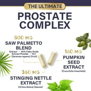 Prostate Health Supplements for Men - 3X Strength with Saw Palmetto Blend Stinging Nettle Root & Pumpkin Seed Support Complex - Supports Bathroom Trips Prostate & Urinary Health - 60 Capsules