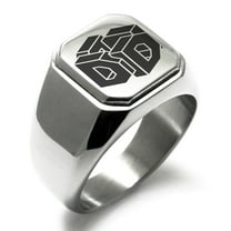 Stainless Steel Letter D Initial 3D Cube Box Monogram Engraved Engraved Square Flat Top Biker Style Polished Signet Ring