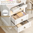 thumbnail image 4 of Hiphuta Wide Farmhouse Nightstand with Charging Station, Wood Night Stands End Table with 3 Drawer, LED Bedside Table for Bedroom Living Room, White, 4 of 8